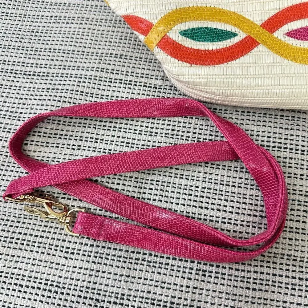 Vintage Rainbow 80s 90s Shoulder Bag Woven Straw Maximalist Colorful‎ Retro
